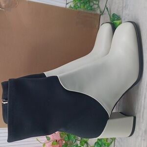 Via Spiga Devon Leather And Stretch Booties NIB Bloomingdales Exclusive